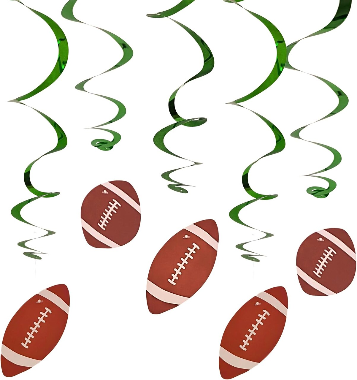 4E's Novelty 10 Pcs Hanging Swirl Decorations – Football Party Supplies, Football Birthday Party Decorations, Football Themed Party Decorations